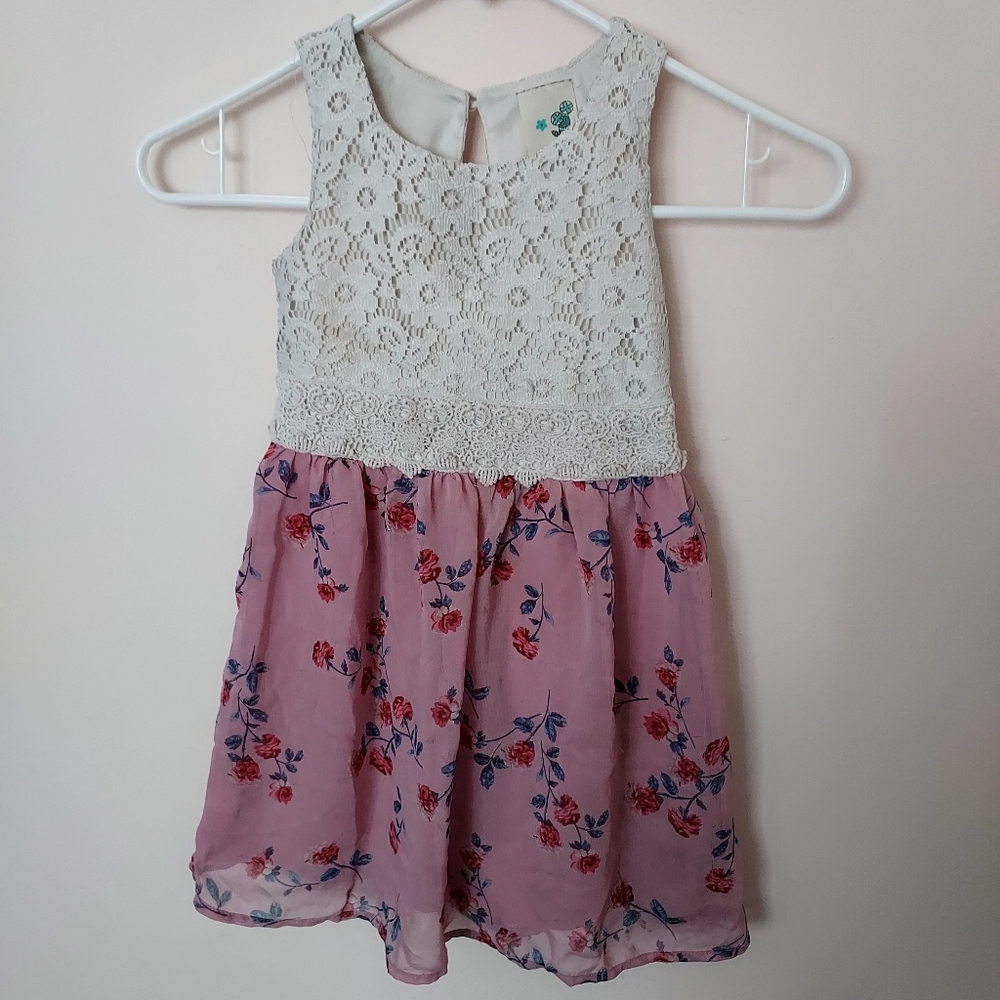 Lily Bleu Floral lace top sleeveless lined dress youth 4 Casual Playtime